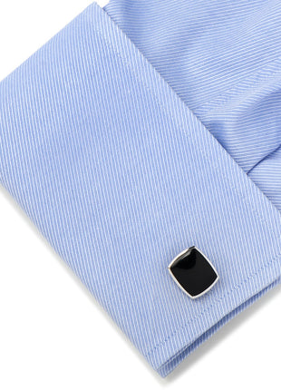 Sterling Silver Classic Cushion Onyx Cufflinks