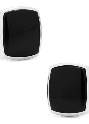 Sterling Silver Classic Cushion Onyx Cufflinks
