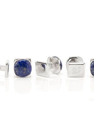 Sterling Silver Classic Formal Lapis 5-Stud Set