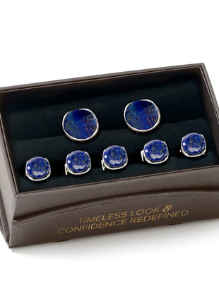 Sterling Silver Classic Formal Lapis 5-Stud Set