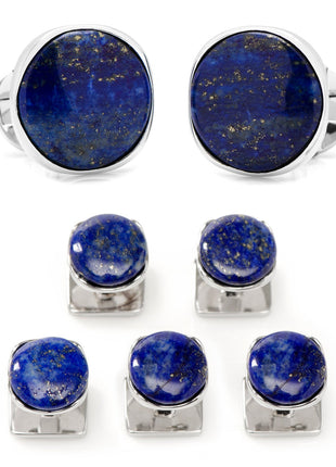 Sterling Silver Classic Formal Lapis 5-Stud Set