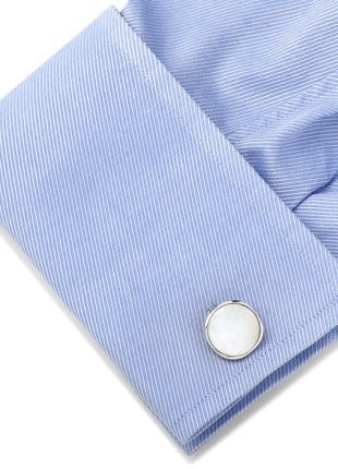 Sterling Silver Classic Formal Mother of Pearl Cufflinks