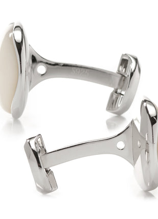 Sterling Silver Classic Formal Mother of Pearl Cufflinks