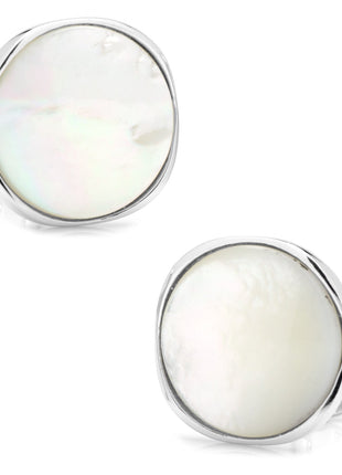 Sterling Silver Classic Formal Mother of Pearl Cufflinks
