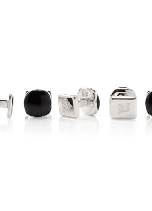 Sterling Silver Classic Formal Onyx 5-Stud Set