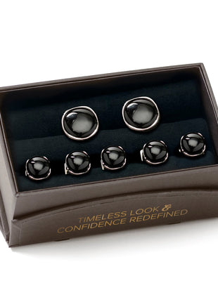Sterling Silver Classic Formal Onyx 5-Stud Set