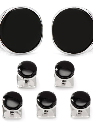 Sterling Silver Classic Formal Onyx 5-Stud Set