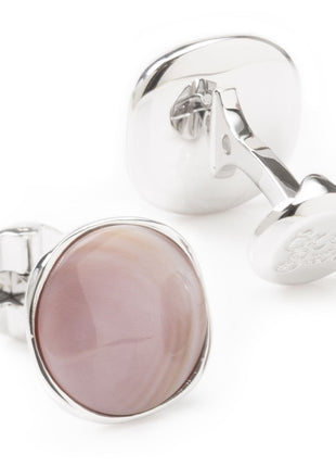 Sterling Silver Classic Formal Pink Mother of Pearl Cufflink