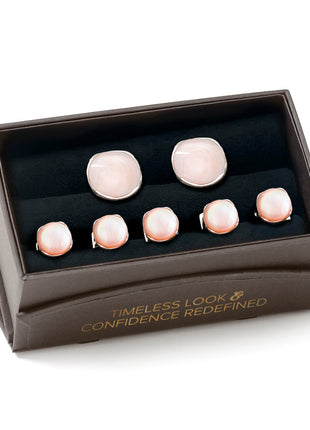 Sterling Silver Classic Formal Pink Mother of Pearl 5-Stud Set