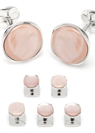 Sterling Silver Classic Formal Pink Mother of Pearl 5-Stud Set