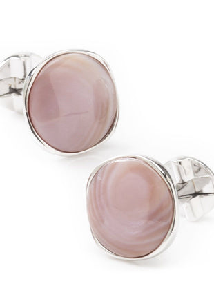 Sterling Silver Classic Formal Pink Mother of Pearl Cufflink
