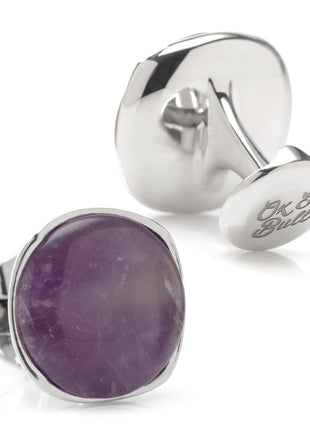 Sterling Silver Classic Formal Amethyst Cufflinks