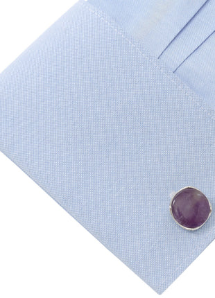 Sterling Silver Classic Formal Amethyst Cufflinks