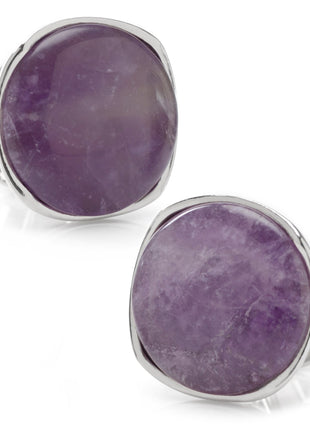 Sterling Silver Classic Formal Amethyst Cufflinks