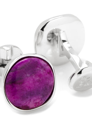 Sterling Silver Classic Round Sugilite Nebula Cufflinks