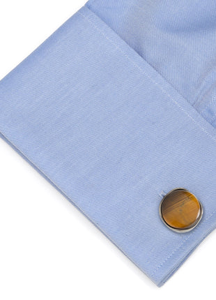 Sterling Silver Formal Tigers Eye Gunmetal Cufflinks