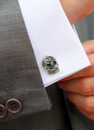 Sterling Silver with 18K Gold Vermeil Day of the Dead Skull Cufflinks