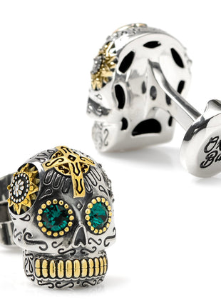 Sterling Silver with 18K Gold Vermeil Day of the Dead Skull Cufflinks