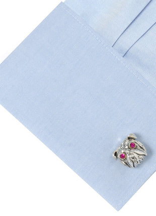 Sterling Silver with 14k Gold Vermeil Accent English Bulldog Cufflinks