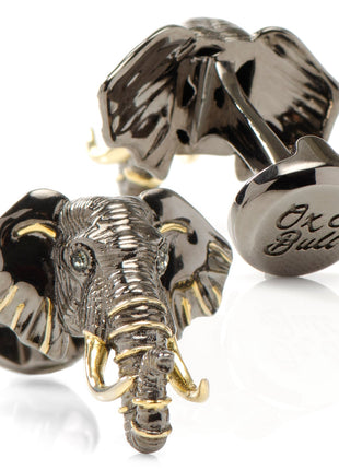 Sterling Silver and 14K Gold Vermeil Elephant Cufflinks