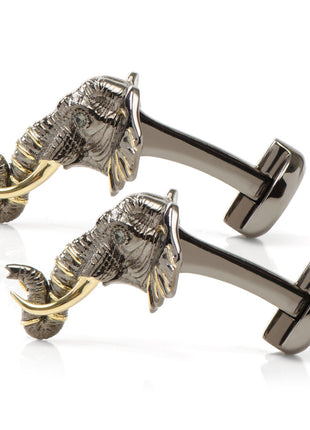 Sterling Silver and 14K Gold Vermeil Elephant Cufflinks