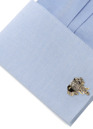 Sterling Silver and 14K Gold Vermeil Elephant Cufflinks