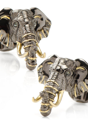 Sterling Silver and 14K Gold Vermeil Elephant Cufflinks