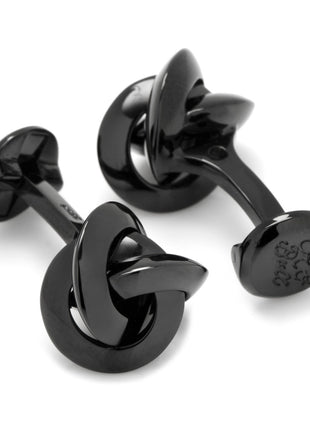 Sterling Silver Black Knot Cufflinks