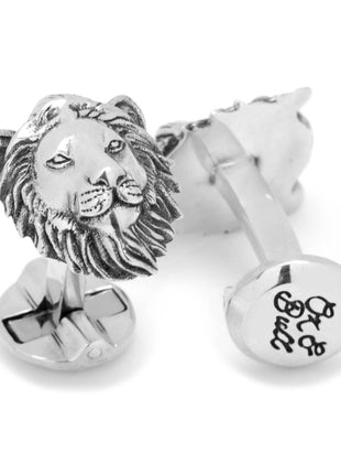 Sterling Silver Lion Head Cufflinks