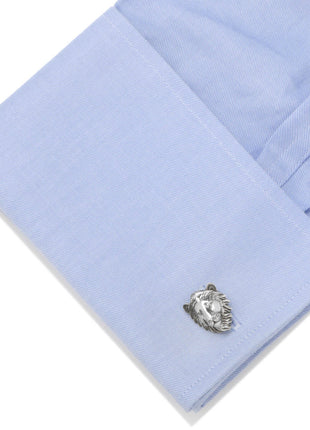 Sterling Silver Lion Head Cufflinks