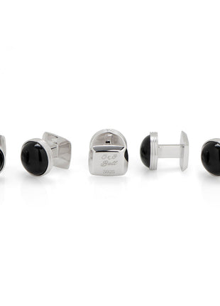 Sterling Silver Ribbed Onyx 5-Studs