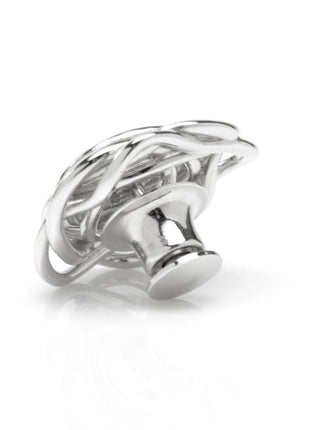 Sterling Silver Rhodium Plated Rose Lapel Pin