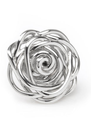 Sterling Silver Rhodium Plated Rose Lapel Pin