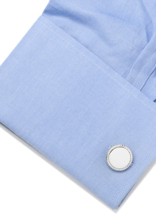 Sterling Silver Rope Border Engravable Round Cufflinks