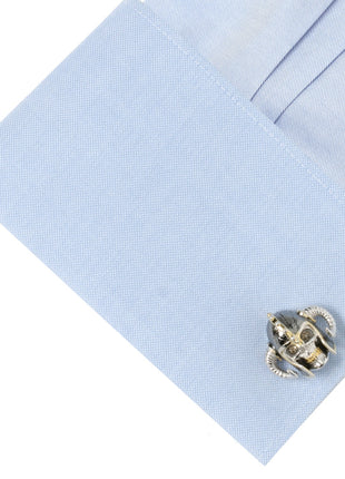Sterling Silver with 14K Vermeil Gold Viking Helmet 3D Cufflinks