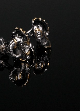 Sterling Silver with 14K Vermeil Gold Viking Helmet 3D Cufflinks