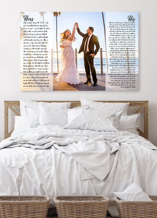 His And Hers Vows With A Photo Second Anniversary Gift