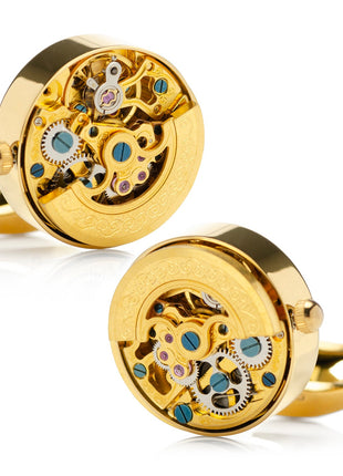 Gold on Gold Kinetic Watch Movement Cufflinks