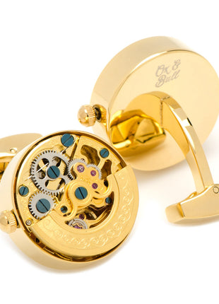 Gold on Gold Kinetic Watch Movement Cufflinks