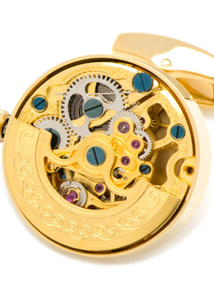 Gold on Gold Kinetic Watch Movement Cufflinks