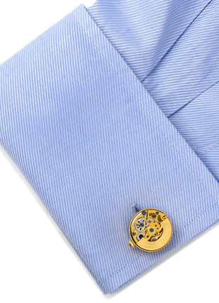 Gold on Gold Kinetic Watch Movement Cufflinks