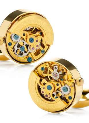 Gold on Gold Kinetic Watch Movement Cufflinks