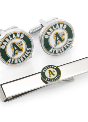 MLB Oakland A's Cufflinks and Tie Bar Gift Set