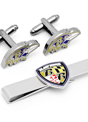 NFL Baltimore Ravens Cufflinks and Shield Tie Bar Gift Set