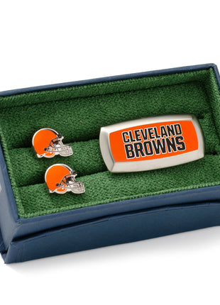 NFL Cleveland Browns Cufflinks and Cushion Money Clip Gift Set