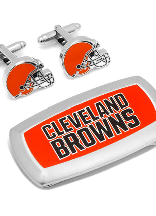 NFL Cleveland Browns Cufflinks and Cushion Money Clip Gift Set