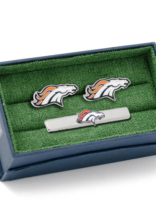 NFL Denver Broncos Cufflinks and Tie Bar Gift Set