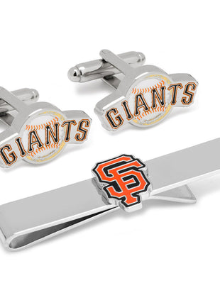 MLB San Francisco Giants Baseball Cufflinks and Tie Bar Gift Set