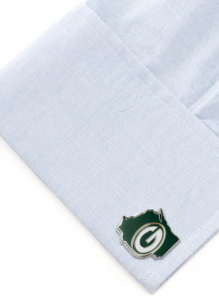 NFL Green Bay Packers State Shaped Cufflinks