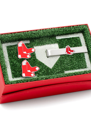 MLB Boston Red Sox Cufflinks and Tie Bar Gift Set